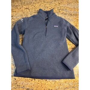Patagonia Quarter Zip Pullover Fleece Blue Heather‎ Company Logo Size S